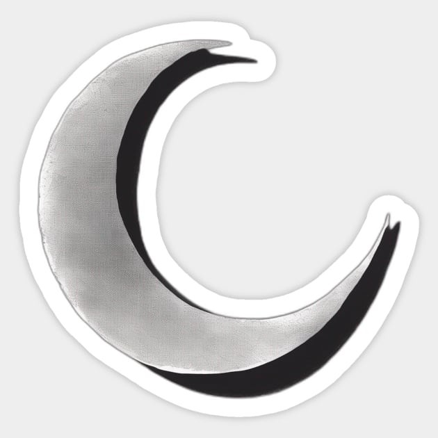 Crescent Moon Monochromatic Shadow Silhouette Anime Style Collection No. 315 Sticker by cornelliusy